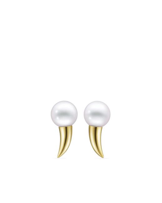 Tasaki 18kt yellow Collection Line Danger Fang pearl earrings