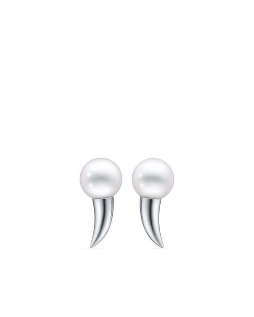 Tasaki 18kt white gold Collection Line Danger Fang pearl earrings