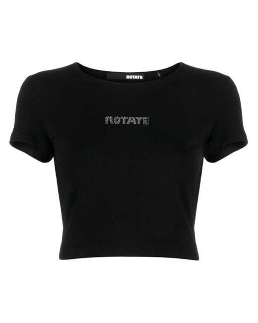 Rotate crystal-embellished cropped T-shirt