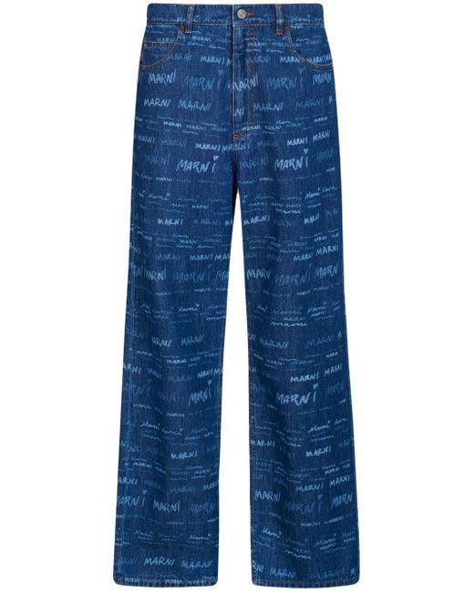 Marni logo-print straight-leg jeans