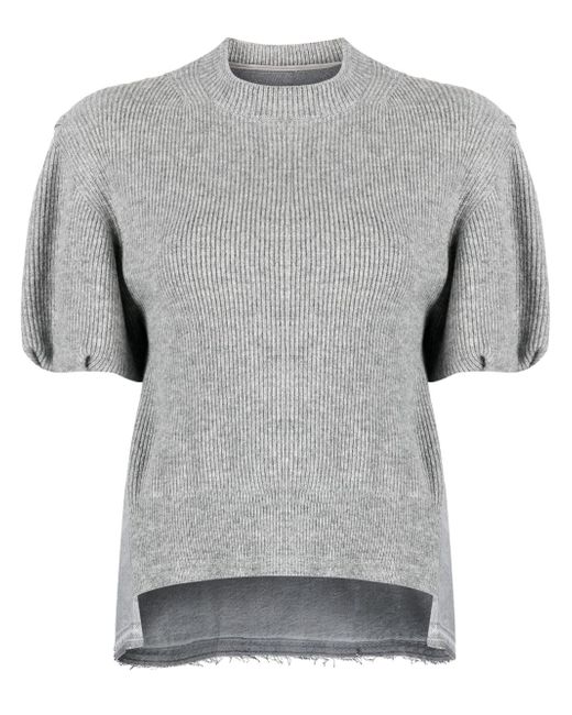 Sacai ribbed-knit panelled T-shirt