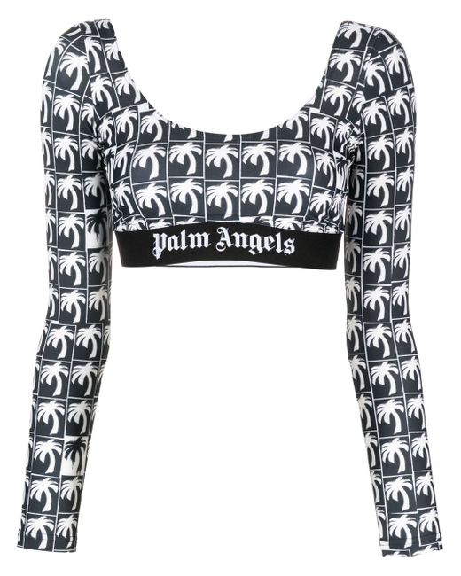 Palm Angels palm-print cropped top
