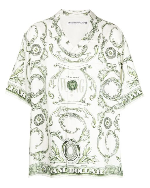 Alexander Wang money-print spread-collar shirt