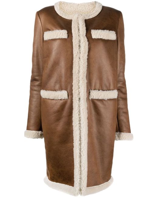 Dsquared2 faux-shearling collarless coat