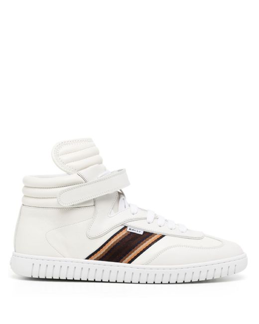 Bally side-stripe leather high-top sneakers