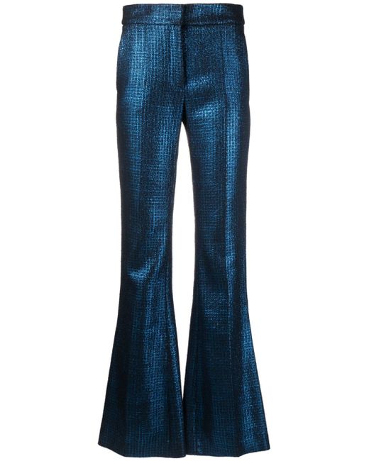 Genny metallic-threading flared trousers