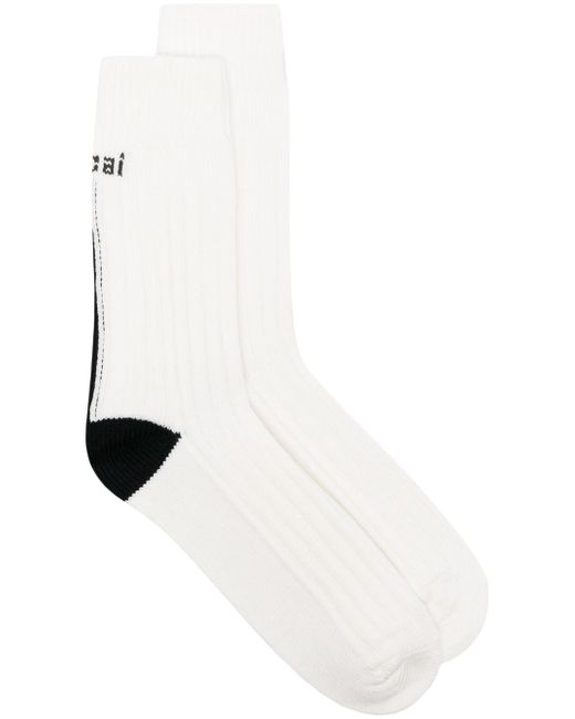 Sacai logo intarsia-knit ribbed socks