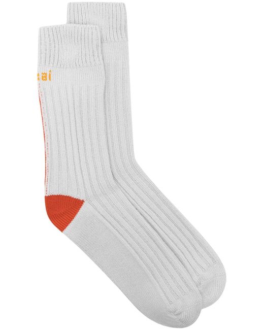 Sacai logo intarsia-knit ribbed socks