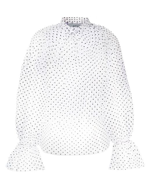 Atu Body Couture sheer polka-dot blouse