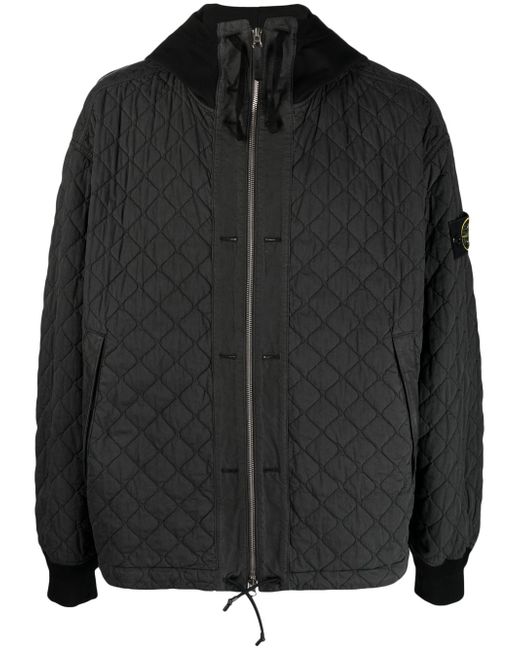 Stone Island quilted hooded zip-up jacket