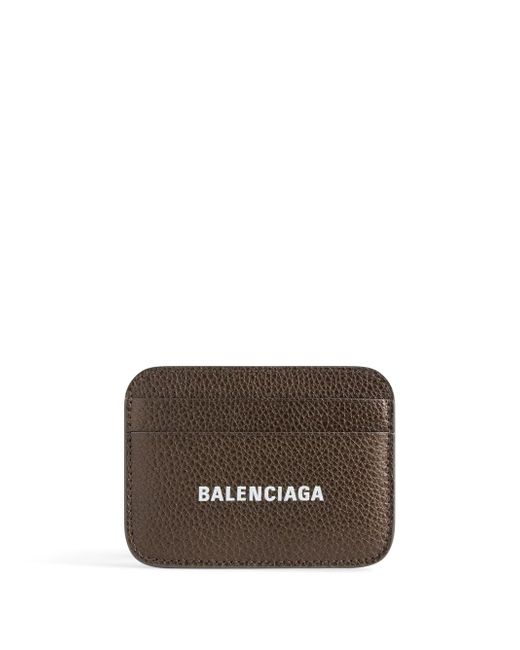 Balenciaga logo-print metallic leather cardholder
