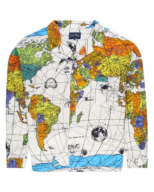 Saint Mxxxxxx World Map notched-collar shirt