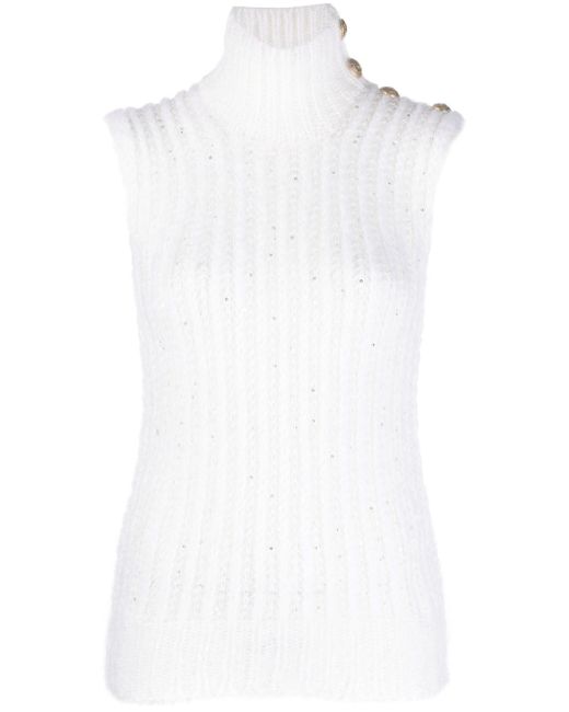 Balmain sequin-embellished knitted top