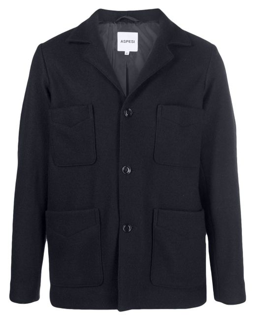 Aspesi notched-collar wool shirt jacket