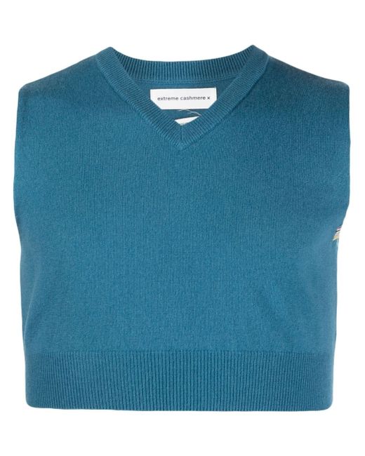 Extreme Cashmere V-neck fine-knit cropped vest