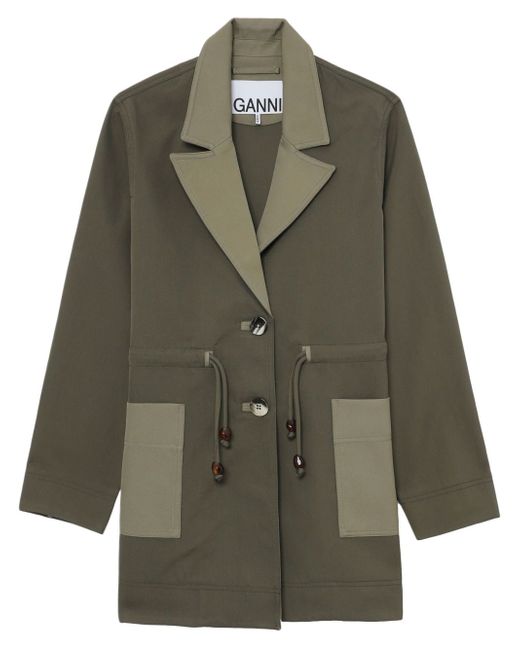 Ganni button-down drawstring twill jacket