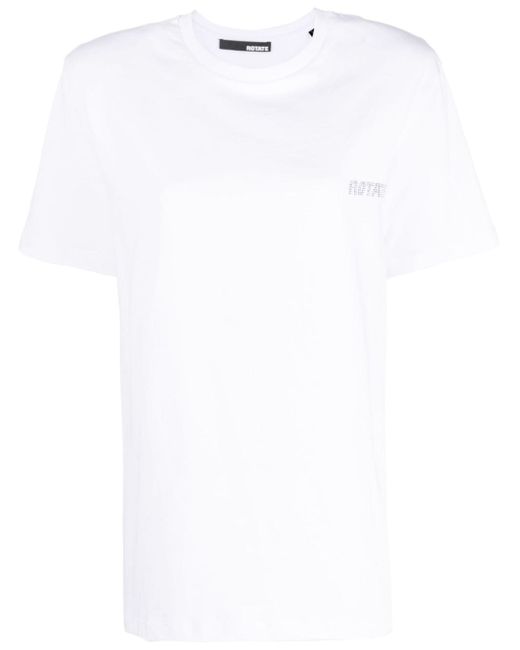 Rotate crystal-embellished organic-cotton T-shirt