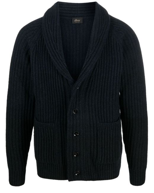 Brioni chunky-knit shawl collar cardigan