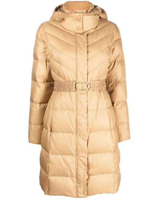 Twin-Set hooded belted puffer coat