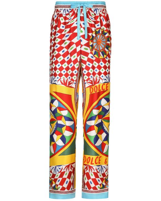 Dolce & Gabbana geometric-pattern straight-leg trousers
