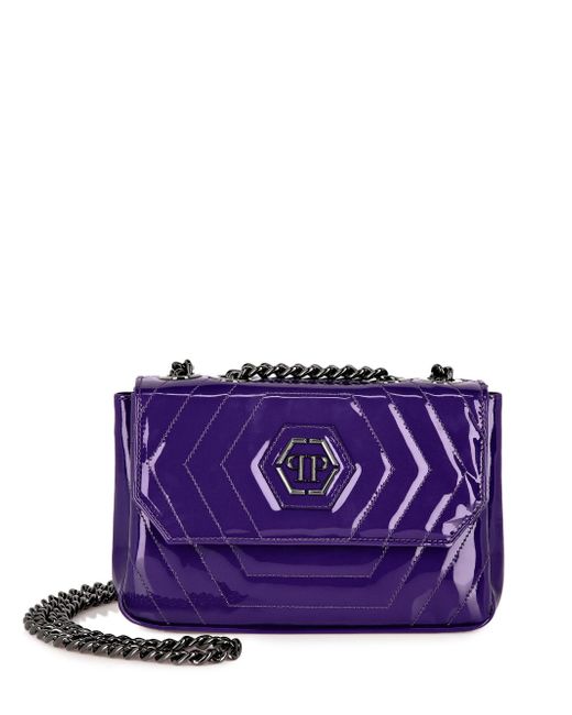 Philipp Plein quilted patent-leather shoulder bag