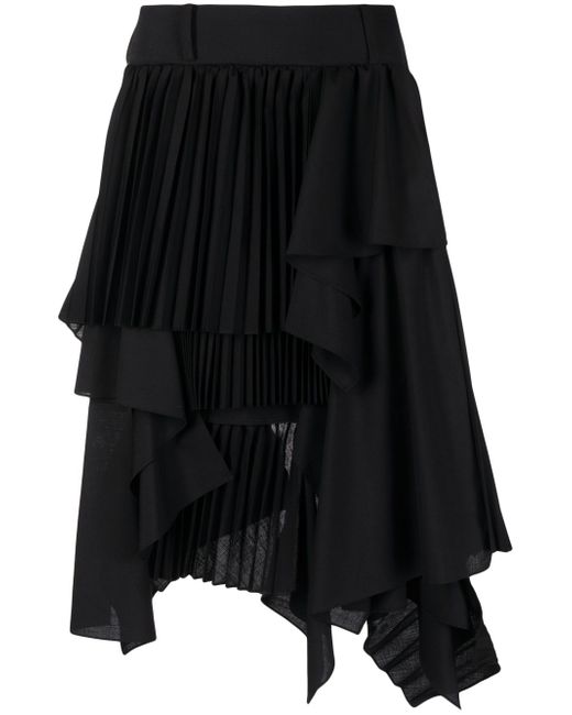 Sacai asymmetric pleated skirt