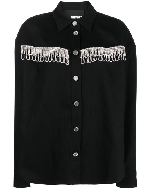 Rotate crystal-embellished long-sleeve shirt