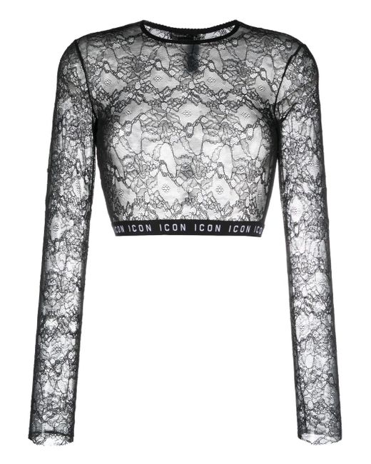 Dsquared2 Be Icon lace cropped top