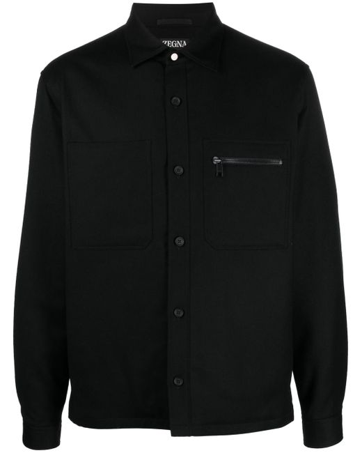 Z Zegna button-up wool shirt jacket