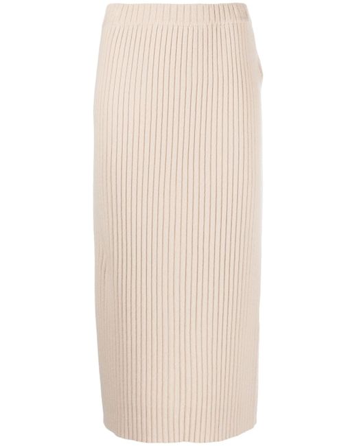Allude high-waisted ribbed midi skirt