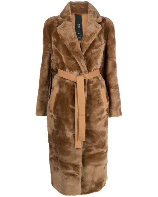 Blancha reversible belted shearling coat