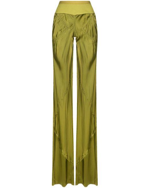 Rick Owens panelled satin-finish flared trousers