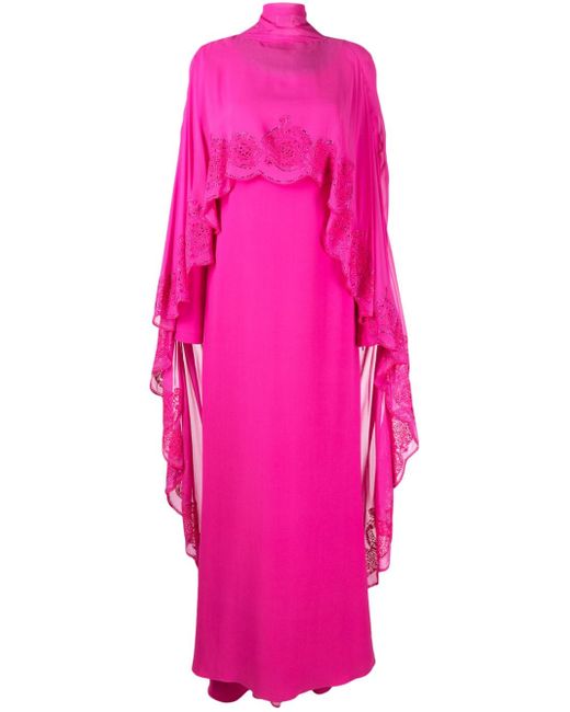 Versace Greca rhinestone-embellishment cape dress