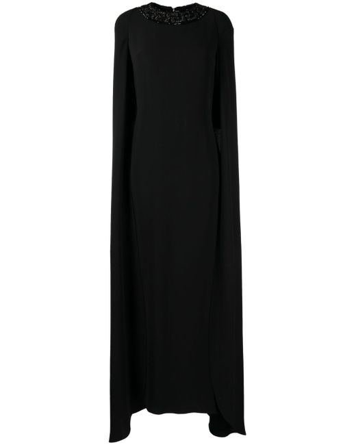 Versace Greca crystal-embellished cape dress