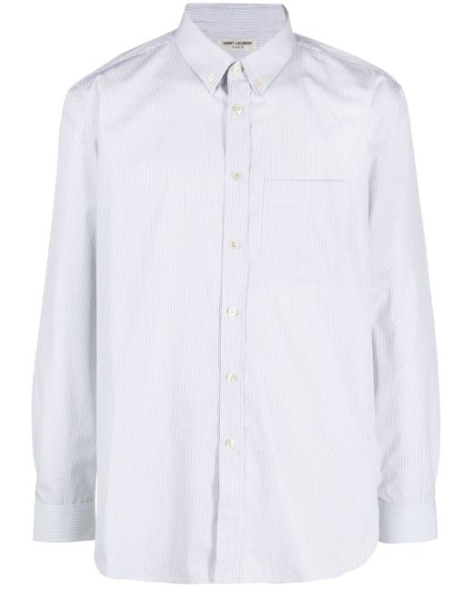 Saint Laurent striped long-sleeve cotton shirt
