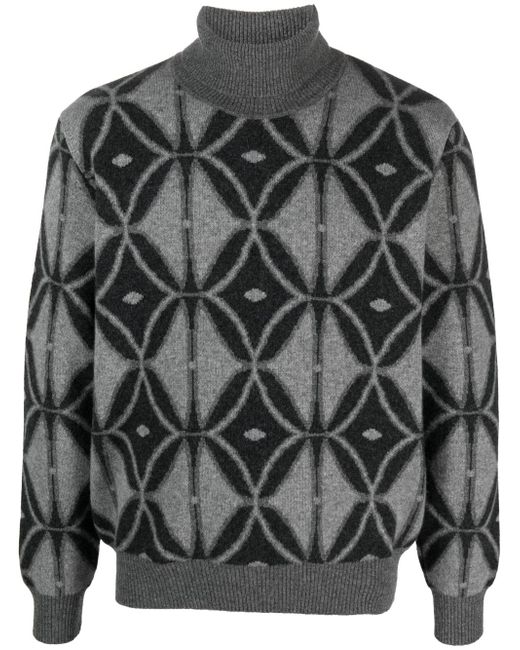 Etro pattern-intarsia roll-neck jumper