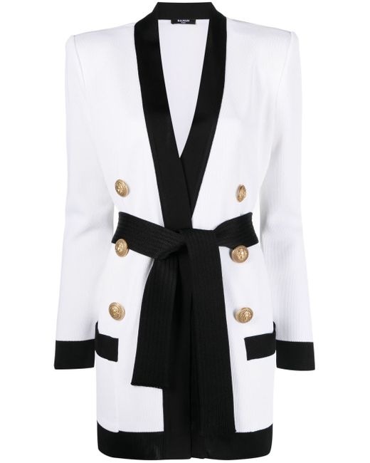 Balmain double-breasted belted cardigan coat