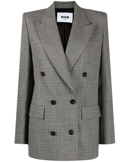 Msgm checked double-breasted wool blazer