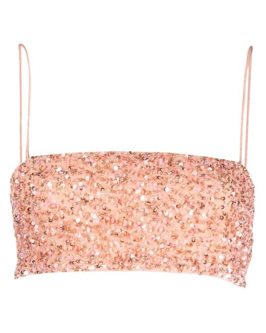 Retrofete sequin-embellished cropped top