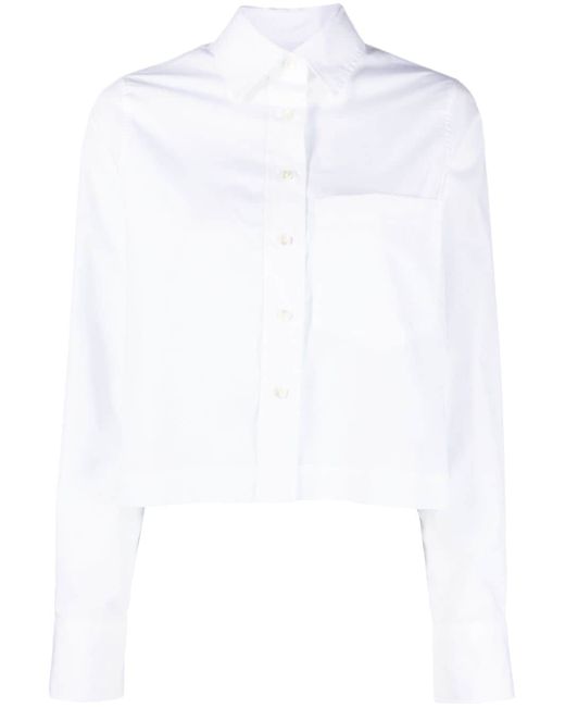 Closed spread-collar cropped shirt