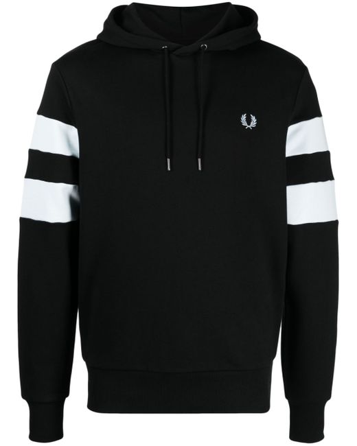 Fred Perry striped sleeve cotton hoodie