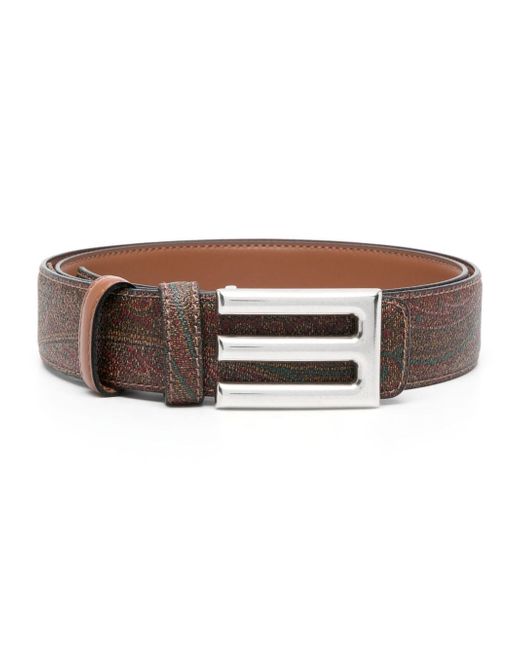 Etro logo-buckle reversible leather belt