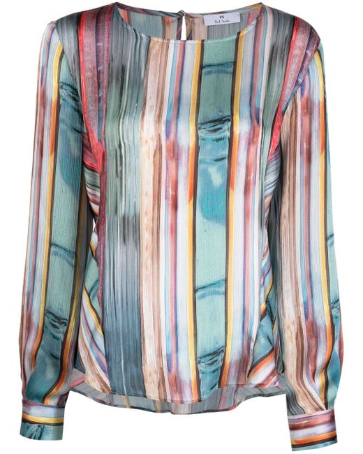 PS Paul Smith striped long-sleeved blouse