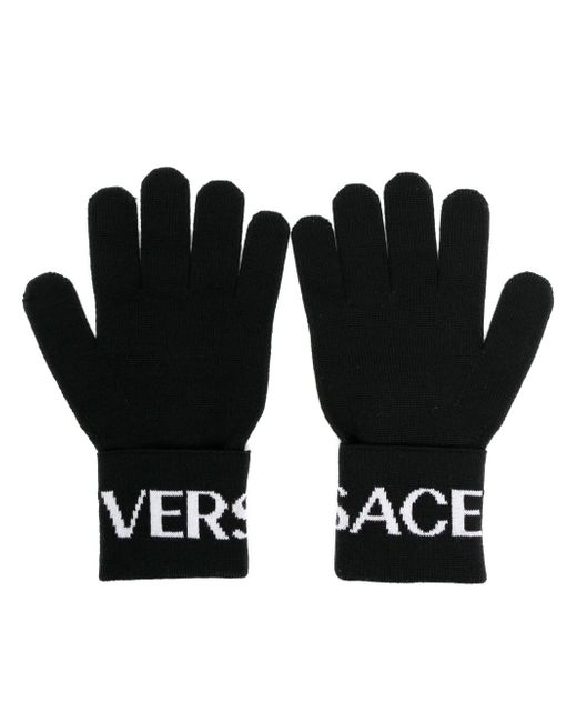 Versace intarsia-knit logo gloves