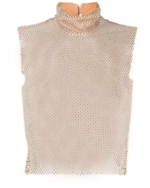 Genny crystal-embellished chainmail tank top