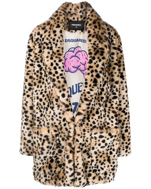 Dsquared2 leopard-print faux fur coat
