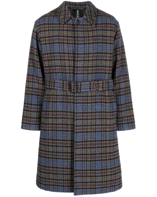 Mackintosh Milan plaid-check belted coat