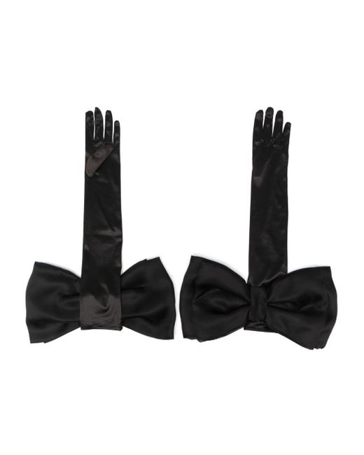 Parlor bow-detail satin gloves