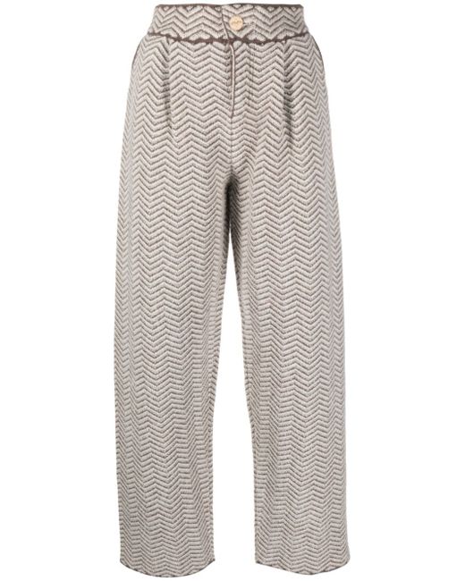 Barrie chevron-knit pleated trousers