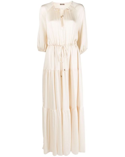 Peserico half-length sleeve tiered maxi dress